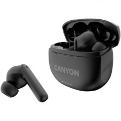 CANYON TWS-8 BT sluchátka s mikrofonem, BT V5.3 JL 6976D4, pouzdro 470mAh+40mAh až 32h, černá