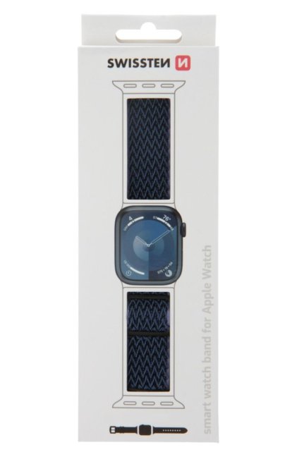 SWISSTEN ŘEMÍNEK PRO APPLE WATCH NYLONOVÝ 38 / 40 / 41 mm MODRÝ/FIALOVÝ (se sponou)