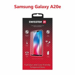 SKLO SWISSTEN FULL GLUE, COLOR FRAME, CASE FRIENDLY PRO SAMSUNG A202 GALAXY A20e ČERNÉ