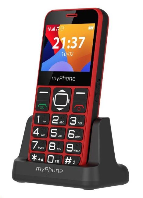 myPhone Halo 3 Senior červený s nabíjecím stojánkem