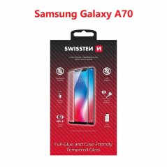 SKLO SWISSTEN FULL GLUE, COLOR FRAME, CASE FRIENDLY PRO SAMSUNG A705 GALAXY A70 ČERNÉ
