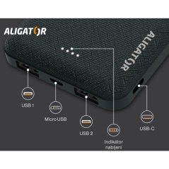ALIGATOR Powerbanka Aligator PBAL1000 10000mAh 2v1 - nafouklá baterka