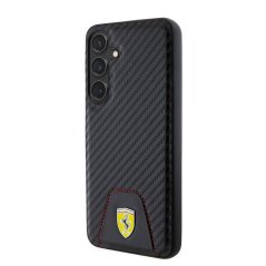 Ferrari PU Leather Bottom Carbon Zadní Kryt pro Samsung Galaxy S24+ Black