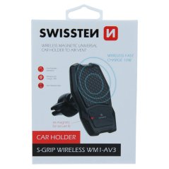 MAGNETICKÝ DRŽÁK DO VENTILACE AUTA SWISSTEN S BEZDRÁTOVÝM NABÍJENÍM WM1-AV3