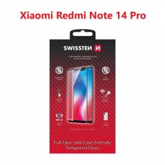 SKLO SWISSTEN FULL GLUE, COLOR FRAME, CASE FRIENDLY PRO XIAOMI REDMI NOTE 14 PRO 5G ČERNÉ