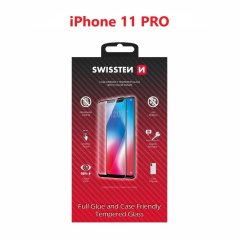 SKLO SWISSTEN FULL GLUE, COLOR FRAME, CASE FRIENDLY PRO APPLE IPHONE 11 PRO ČERNÉ