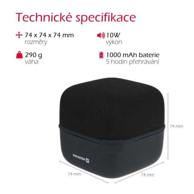 BLUETOOTH REPRODUKTOR SWISSTEN MUSIC CUBE ČERNÝ