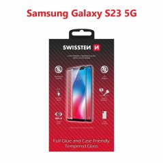 SKLO SWISSTEN FULL GLUE, COLOR FRAME, CASE FRIENDLY PRO SAMSUNG S911 GALAXY S23 5G ČERNÉ
