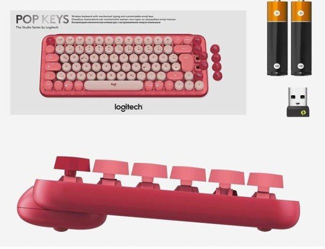 Logitech POP Keys Wireless Mechanical Keyboard With Emoji Keys - HEARTBREAKER_ROSE - US INT'L - INTNL