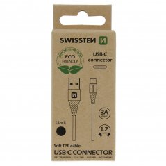 DATOVÝ KABEL SWISSTEN USB/USB-C ČERNÝ 1,2M  (ECO BALENÍ)