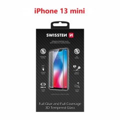 SKLO SWISSTEN ULTRA DURABLE 3D FULL GLUE GLASS PRO APPLE IPHONE 13 MINI ČERNÉ