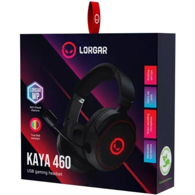 LORGAR herní headset Kaya 460, RGB, USB-A, výsuvný mikrofon s ANC, náušníky 40mm