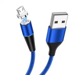 USB magnetický kabel - microUSB 3A - 1m - Blue