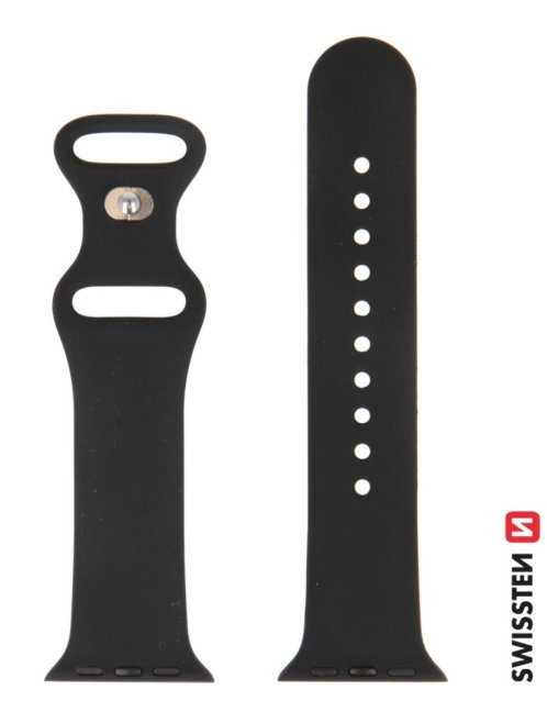 SWISSTEN ŘEMÍNEK PRO APPLE WATCH SILIKONOVÝ 38 / 40 / 41 mm ČERNÝ