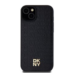 DKNY PU Leather Repeat Pattern Stack Logo Magsafe Zadní Kryt pro iPhone 13 Black