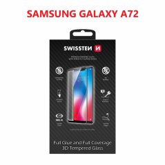SKLO SWISSTEN ULTRA DURABLE 3D FULL GLUE GLASS SAMSUNG A725 GALAXY A72 ČERNÉ