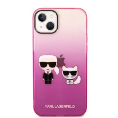 Karl Lagerfeld Gradient Karl and Choupette Zadní Kryt pro iPhone 14 Plus Pink