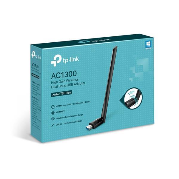 TP-LINK AC1300 High Gain Dual Band Wi-Fi USB AdapterSPEED: 867 Mbps at 5 GHz, 400 Mbps at 2.4 GHzSPEC: 1× High Gain E