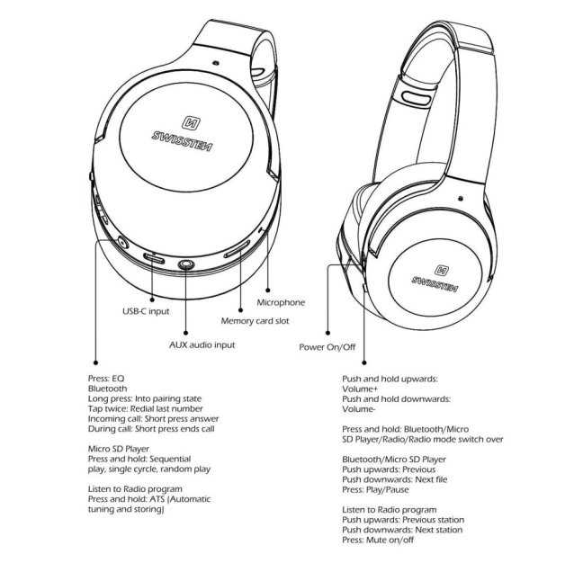 BLUETOOTH STEREO SLUCHÁTKA SWISSTEN HURRICANE ŠEDÁ