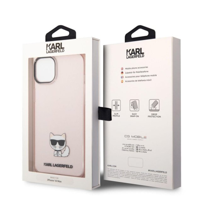 Karl Lagerfeld Choupette Logo Zadní Kryt pro iPhone 14 Plus Pink