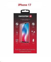SKLO SWISSTEN FULL GLUE, COLOR FRAME, CASE FRIENDLY PRO APPLE IPHONE 17 ČERNÉ