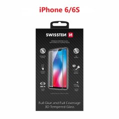 SKLO SWISSTEN ULTRA DURABLE 3D FULL GLUE GLASS APPLE IPHONE 6/6S ČERNÉ