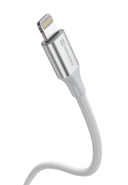 DATOVÝ KABEL SWISSTEN TEXTILE II USB / LIGHTNING 1,5 M BÍLÝ