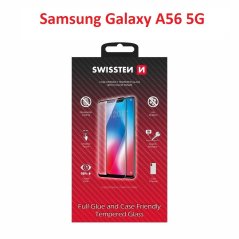 SKLO SWISSTEN FULL GLUE, COLOR FRAME, CASE FRIENDLY PRO SAMSUNG GALAXY A56 5G ČERNÉ