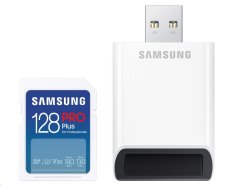 Samsung paměťová karta 128GB PRO Plus micro SDHC CL10 U3 (č/z: až 180/až 130MB/s) + USB adaptér