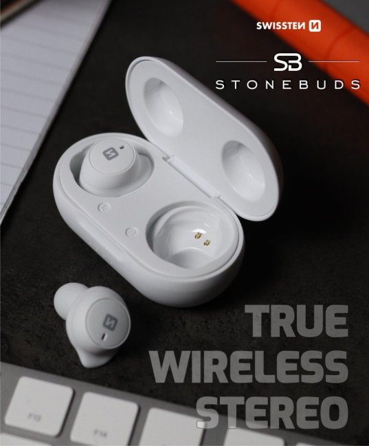 BLUETOOTH TWS SLUCHÁTKA SWISSTEN STONEBUDS BÍLÁ
