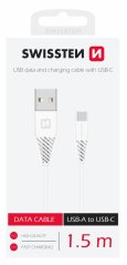 DATOVÝ KABEL SWISSTEN USB / USB-C BÍLÝ 1,5 M (7mm)