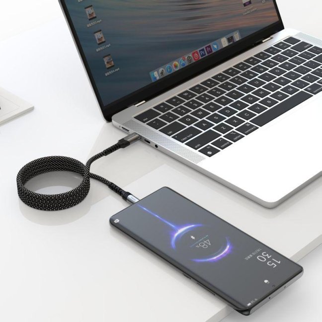 SWISSTEN MAGNETICKÝ DATOVÝ KABEL SAMONAVÍJECÍ USB-C / LIGHTNING 1 M