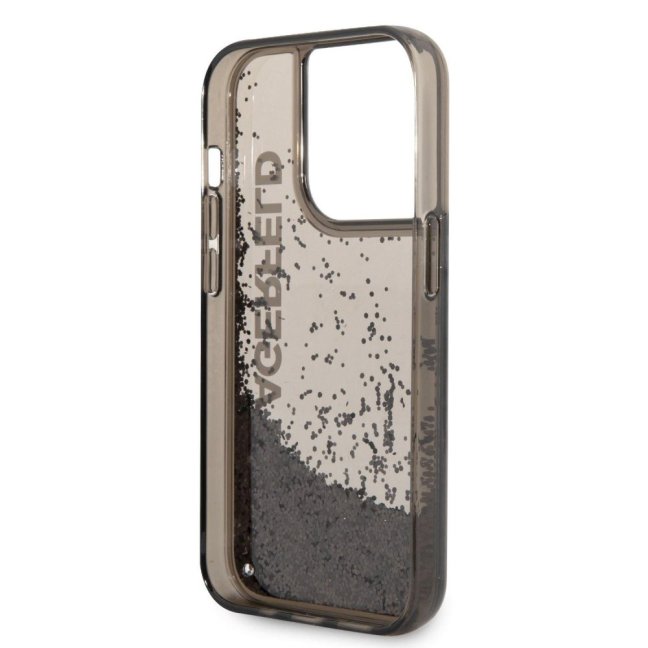 Karl Lagerfeld Translucent Liquid Glitter Zadní Kryt pro iPhone 14 Pro Black