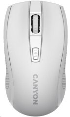 CANYON myš optická bezdrátová MW-7, nastavitelné rozlišení 800/1200/1600 dpi, 4 tl, USB dongle, 1xAA, bílá