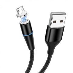 USB magnetický kabel - microUSB 3A - 1m - Black
