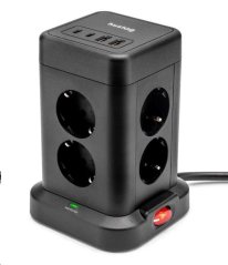 NABÍJECÍ STANICE HUSLOG 15W 8XZÁSUVKA, 2XUSB-C, 2XUSB ČERNÁ