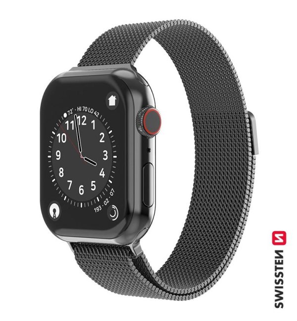 SWISSTEN ŘEMÍNEK PRO APPLE WATCH MILÁNSKÝ TAH 42 / 44 / 45 / 49 mm ČERNÝ