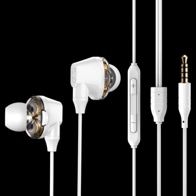 Baseus Earphone Encok H10 Dual Moving-coil WiRed Control Headset White