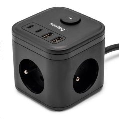NABÍJECÍ STANICE HUSLOG 15W 3XZÁSUVKA, 2XUSB-C, 2XUSB ČERNÁ