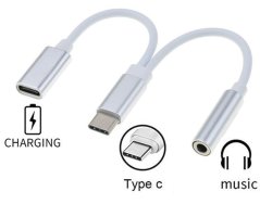 PremiumCord Převodník USB-C na audio konektor jack 3,5mm female + USB typ C konektor pro nabíjení