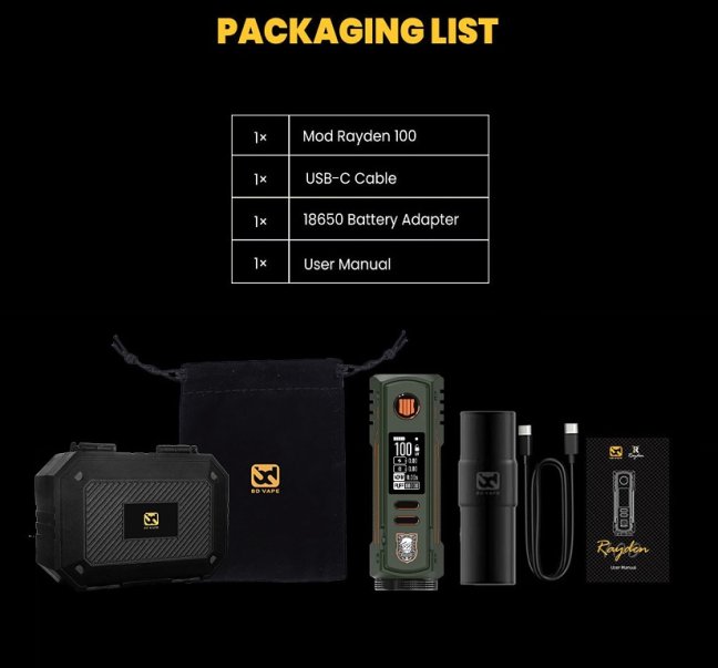 BD Vape Mod Rayden 100 V 1.5 COD Limited Edition