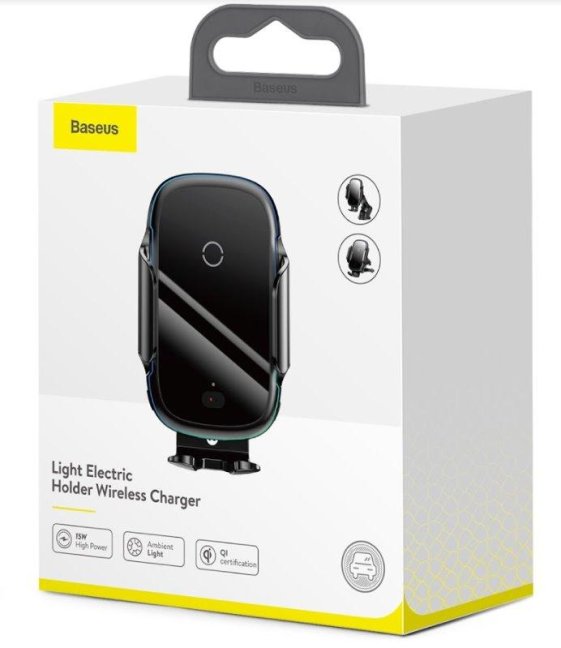 Baseus WXHW03-01 Light Electric Držák do Auta s Bezdrátovým Nabíjením 15w Black