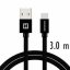 DATOVÝ KABEL SWISSTEN TEXTILE USB / USB-C 3,0 M ČERNÝ